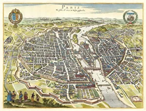 Map of Paris, bird's eye view