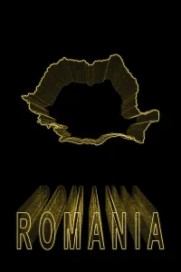 Map of Romania, Gold Map On Black Background