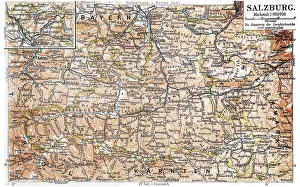 Map of Salzburg, historic image