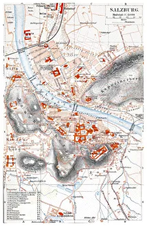Map of Salzburg, historic image