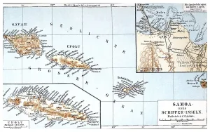 Map of the Samoan Islands, historic image