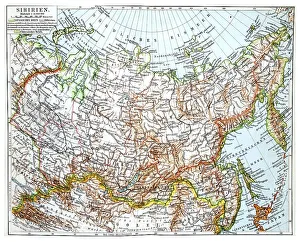 Map of Siberia, historical illustration