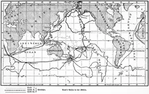 Map, South Seas, world, continents
