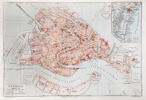Map of Venice, Italy, historical illustration