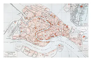 Map of Venice, from Meyers Konversationslexikon encyclopedia