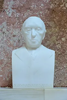 Framed Print : Serious marble bust of Konrad Adenauer