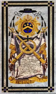 Marble plaque as tombstone on the floor