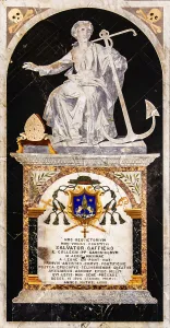 Marble plaque as tombstone on the floor