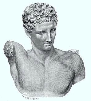 Marble statue of Hermes in Athens