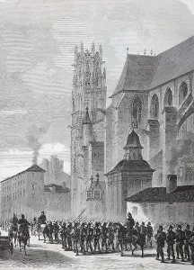 March of the North German Landwehr through the commune of Pont-a-Mousson on 11 September