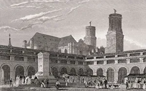 Marche Saint-Germain, Paris, antique steel engraved print