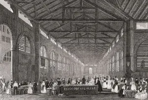 Marche Saint-Germain, Paris, antique steel engraved print