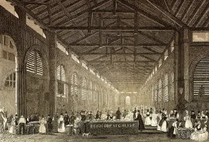 Marche Saint-Germain, Paris, antique steel engraved print