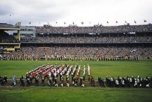 Marching band at the closing ceremony of the Summer Olympics, Melbourne Australia, 1956