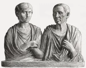 Marcus Porcius Cato Uticensis and his daughter Porcia Catonis