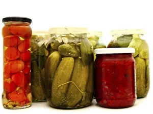 Marinated Vegetables Over The White Background