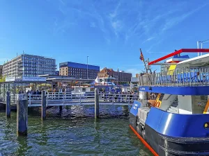 Maritime atmosphere in the harbour at the end of the Kiel Fjord