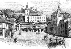 Market square in Leutenberg in Thuringia