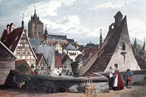 Market square in Luebeck in 1820