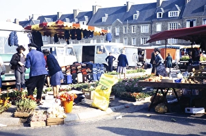 Market in St Hilaire du Harcouet, Normandy, France 1979