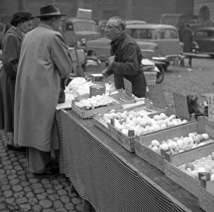 Market stall with eggs, Freiburger Muenstermarkt