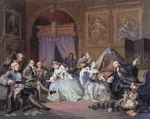 Marriage a la Mode Toilette scene From the original picture by Hogarth from The Works of Hogarth published London 1833