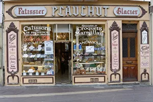 Marseille, shop window of a traditional pastry shop with various delicacies in the city