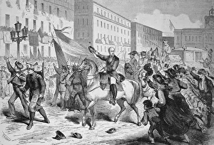 Marshal Serrano at the Puerta del Sol in Madrid