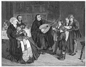 Martin Luther with his family
