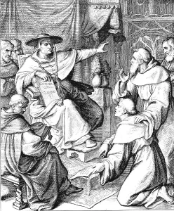 Martin Luther in front of the papal legate Cardinal Cajetan to recant his writings