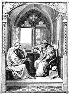 Martin Luther reads from the Bible to the Elector of Saxony