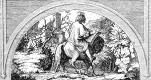 Martin Luther riding away from the Wartburg