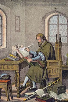 Martin Luther, translating the holy bible at the Wartburg castle