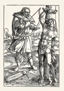 Martyrdom of Saint Sebastian, woodcut