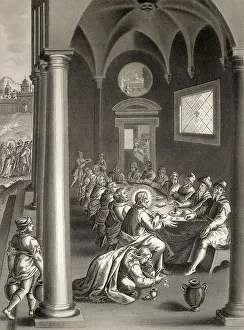 Mary Magdalen anointing Christ's feet
