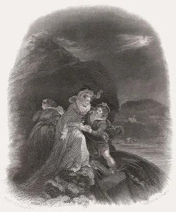 Mary Stuart or Mary I. Queen of Scots Escaping from Loch Leven Castle