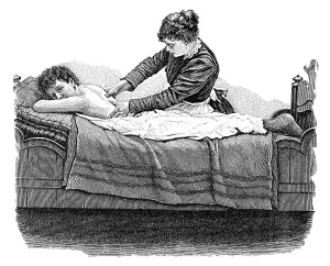 Back massage, historical illustration from: Anna Fischer Dueckelmann