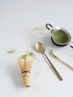 Framed Print : Matcha powder with traditional bamboo whisk Framed Print : Matcha powder with traditional bamboo whisk