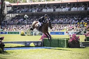 Category Historic EN Prints: Max Kuhner of Austria riding Elektric Blue P compete in the first round of the 1