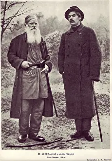 Maxim Gorky (1868-1936), Lev Nikolayevich Tolstoy and Maxim Gorky around 1900