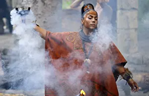 Mayan woman, shaman, ceremony, incense