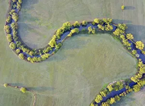 Meandering river Fulda, aerial view
