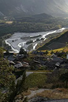 Meanders and branches of the wild Rhone river from Varen