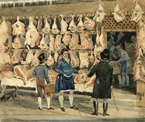 The meat market around 1830 in London