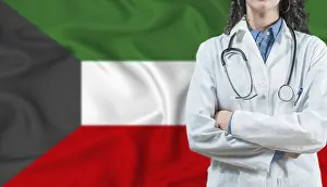 Medical professional on Kuwait flag