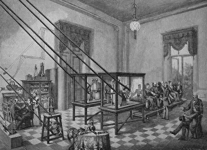 Medical treatment in the therapeutic electrical cabinet of Jean-Martin Charcot