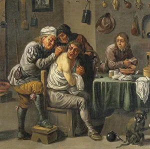 Medicine, Anatomy, Surgery, Interior of an operating theatre with two surgeons