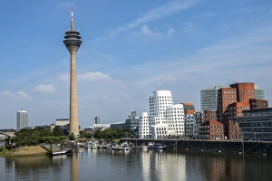 Medienhafen or Media Harbour and Rheinturm
