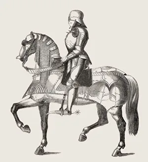 A medieval knight riding a horse