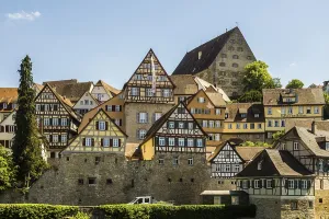 Medieval town and half-timbered houses